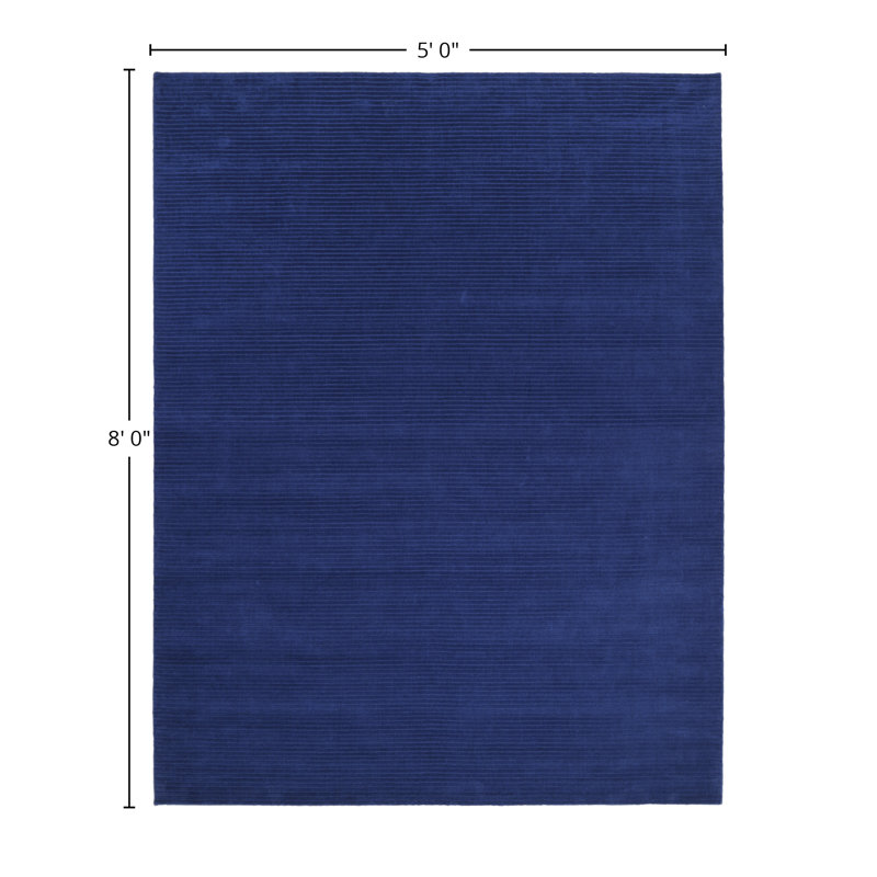 Cairo Hand Knotted Area Rug in Blue, Rectangle 5' x 8'