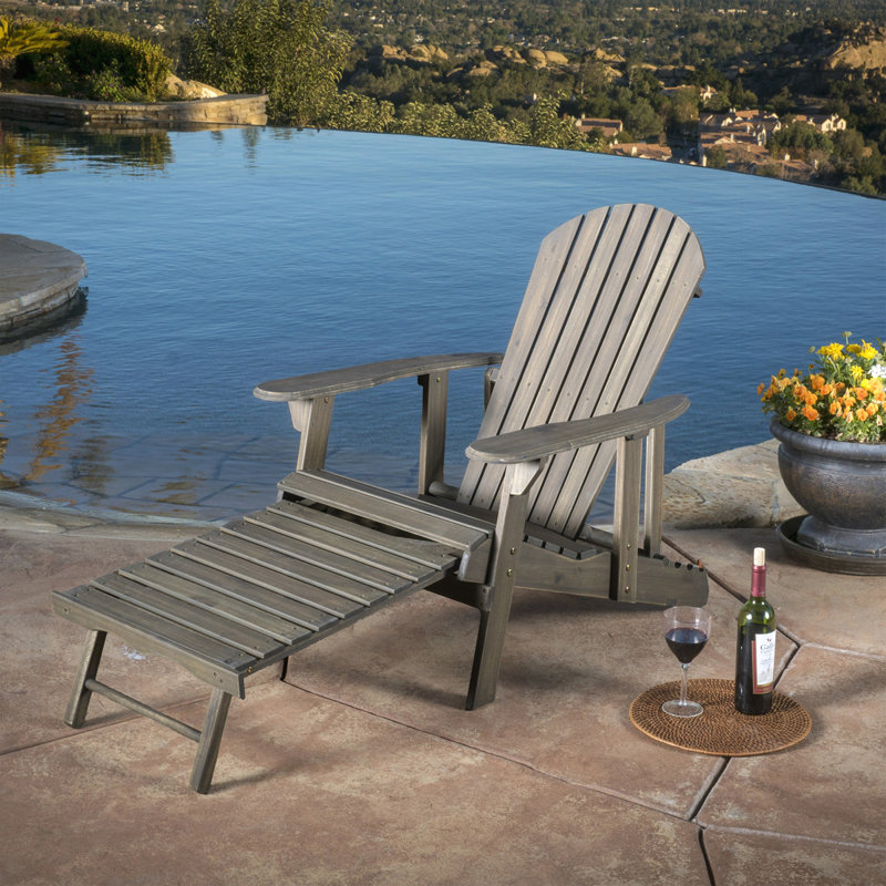 Chaise Adirondack d'extérieur de style ferme, Gris