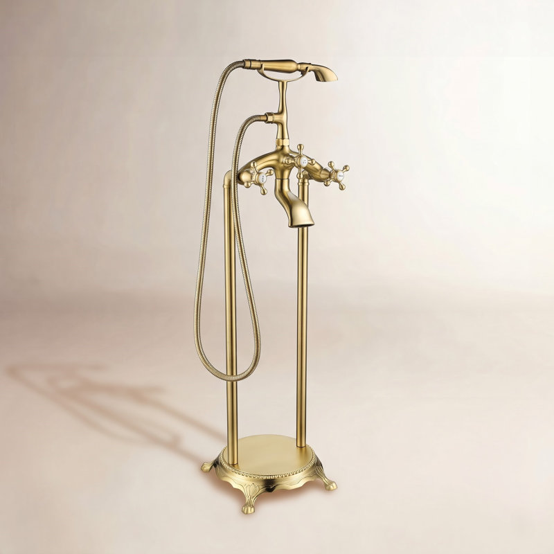 Garniture de robinet de baignoire sur pattes fixée au sol, Bronze brossé