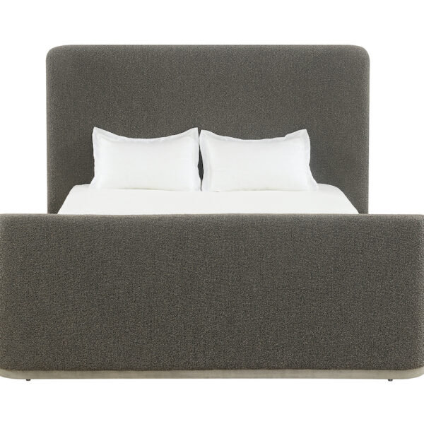Avery Polyester Upholstered with Solid Wood Brushed Smoke Wood Finish King Bed, King