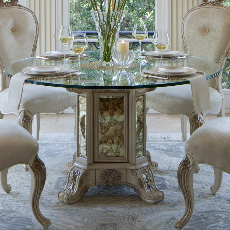 Round Glass Dining Table, Champagne