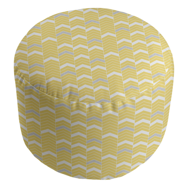 repose-pieds à chevrons en deux couleurs, Jaune / Gris