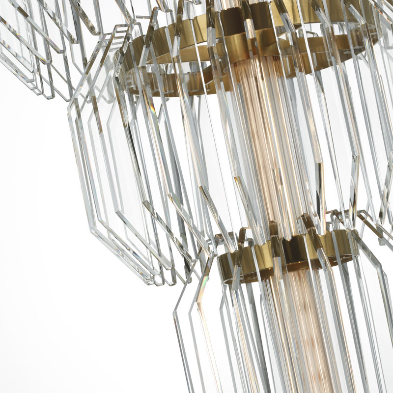 Waterford Killarney 19" Layered Entry Chandelier with Clear Crystal, Natural Brass