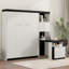 Lit escamotable double avec bureau, tablettes et armoires de rangement