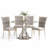 47.2" Round Glass Dining Table set for 4, 5-Pieces Round Dining Table Set, Clear Glass Dining Table set with 4 Velvet Upholstered Chairs, for Kitchen, Dining Room, Apartment-218749473-218749474-227844092