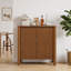 Armoire de rangement 31,5 "pour le salon, armoire de rangement en placage de bois massif avec tablettes réglables pour le couloir ou la cuisine, brun clair-335970171