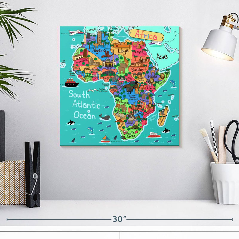 Africa Tourist Map, 16" H x 16" W