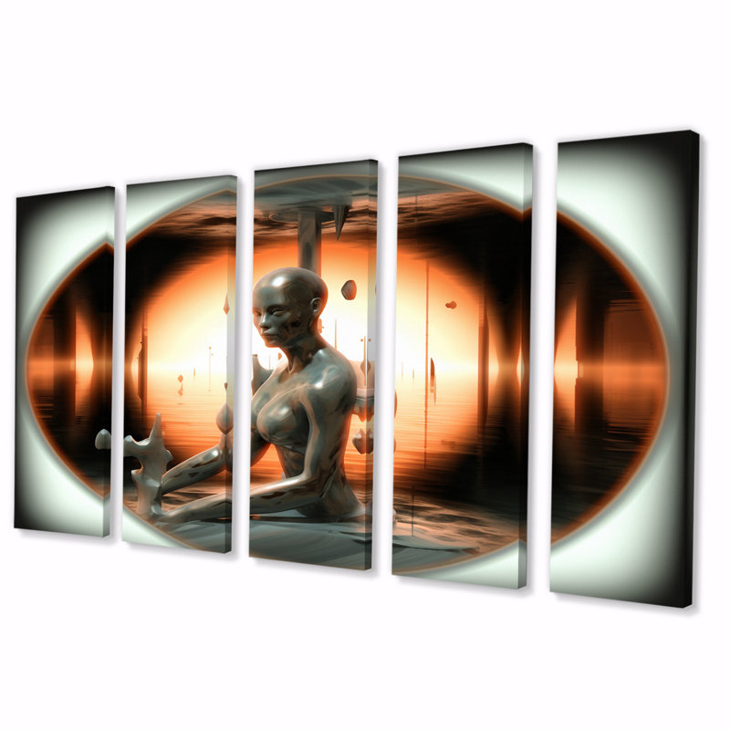 A.I. Sci-Fi Dreams Of Singularity - impression sur toile robot - 5 panneaux égaux