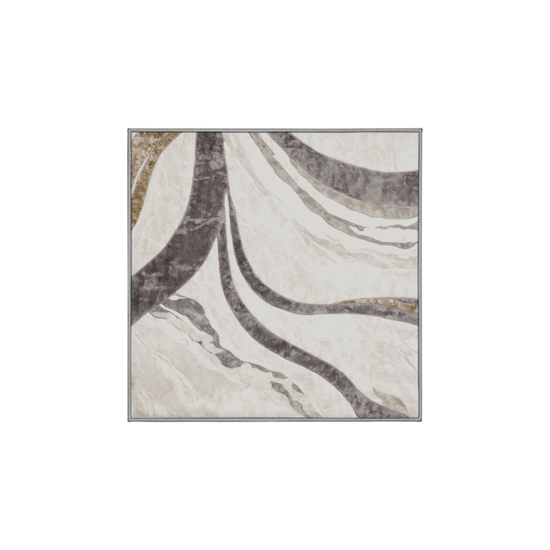 Machine Washable Gray Area Rug, Square 3'