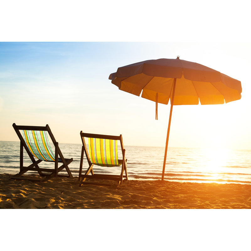 Beach Loungers - Wrapped Canvas Print, 20cm H x 30cm W x 3.8cm D