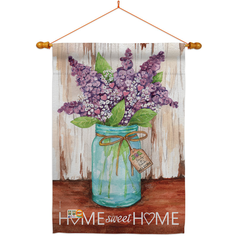 Ensemble de goujons décoratifs en bois pour la maison « Welcome LILACS Home Sweet jar-impressions » avec guirlandes HS100065-BO-03