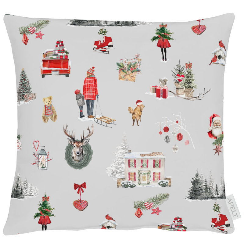 Winterwelt Cushion, 39cm x 39cm, Square, Grey/Brown/Blue