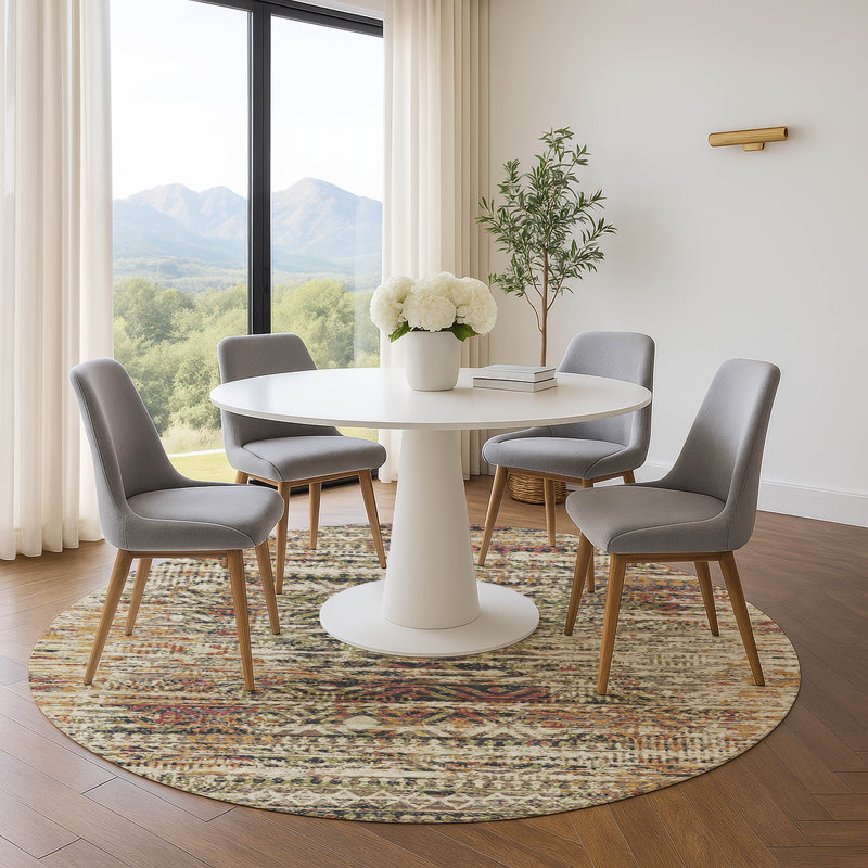Premium Machine Washable Ansley Moroccan Rug, Round 8'