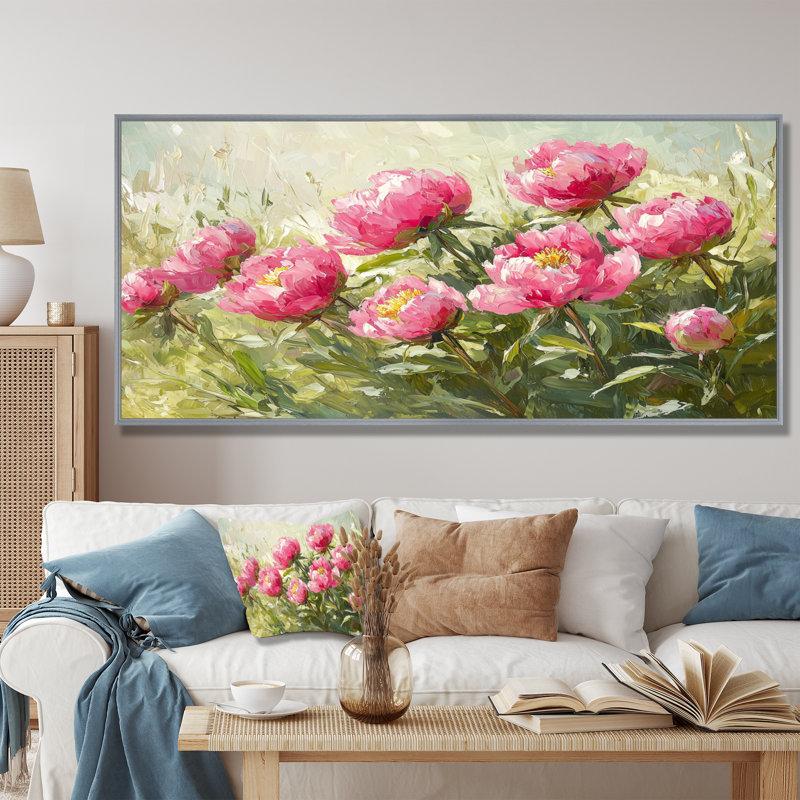 Imrie - Floral Oversized Canvas Prints, Silver, 28" H x 60" W, Floater Framed Print