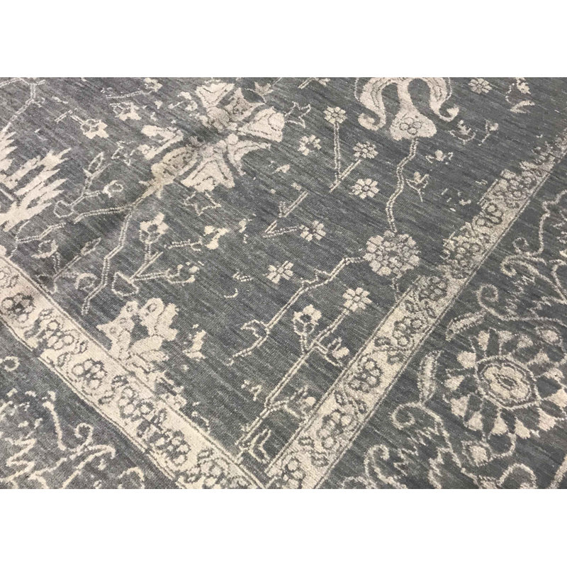 Hand-Knotted High-Quality Blue and Silver Area Rug