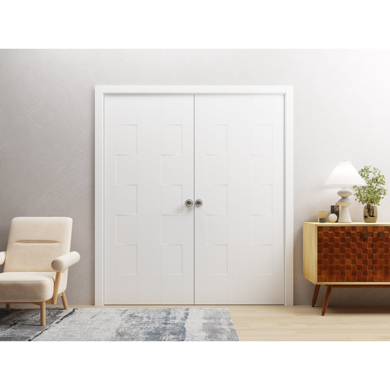 Solid Wood Paneled without Installation Hardware Kit Bifold Door, 72" x 84"