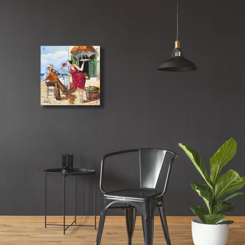 Art mural en verre Winston Porter «Wine & Music» par Ronald West, H 24 po x l 24 po x P 0,2 po