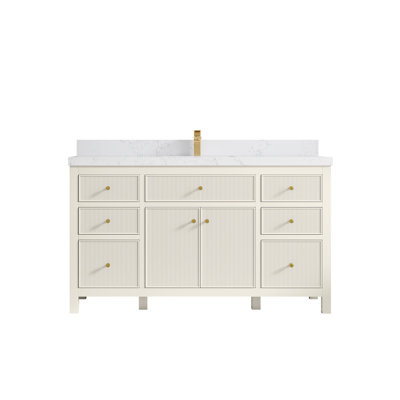 Sonoma 60 In. W X 22 In. D Single Sink Bathroom Vanity In Alabaster With 2 In. Quartz