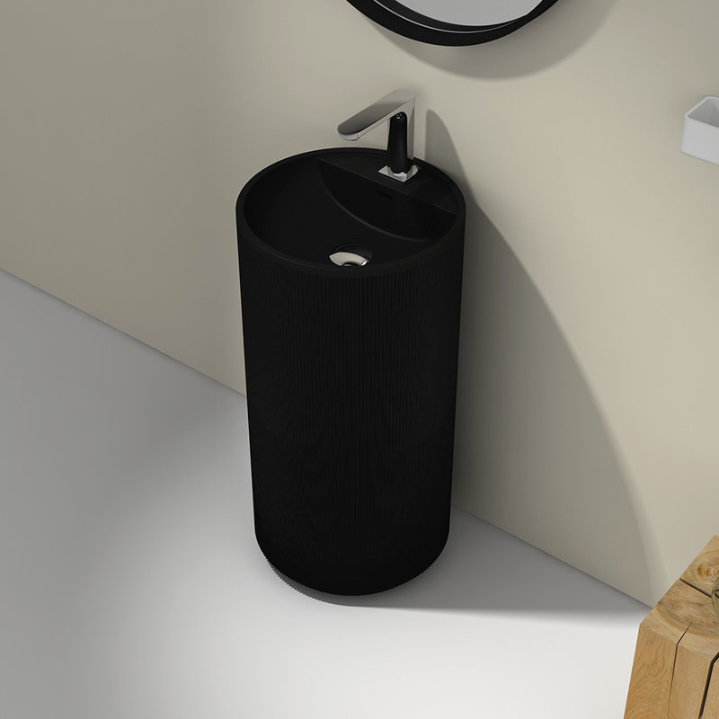 Flutti 17.68'' L Bathroom Sink, Matte Black, One Centered Hole
