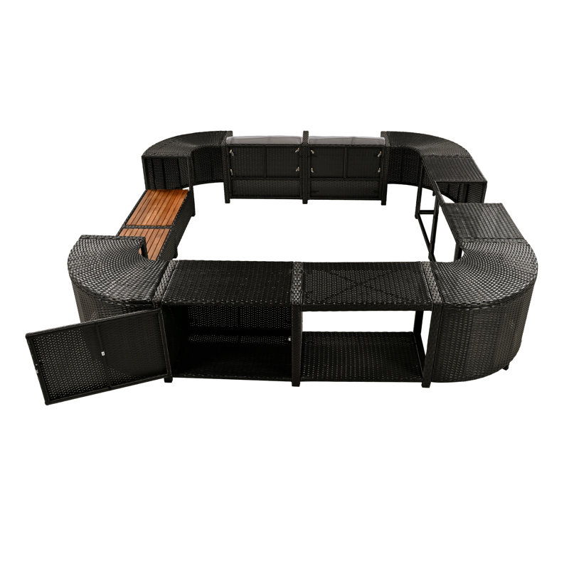 Ensemble de canapé modulaire d'extérieur avec rangement pour l'extérieur, gris