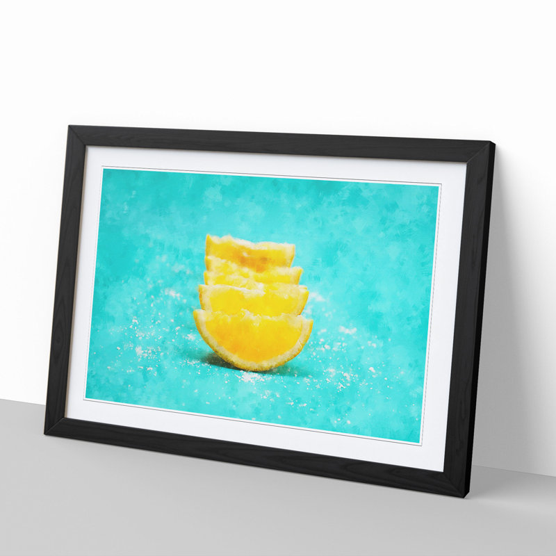 Lemon and Salt - Picture Frame Painting, 36cm H x 48cm W x 2cm D, Black Framed