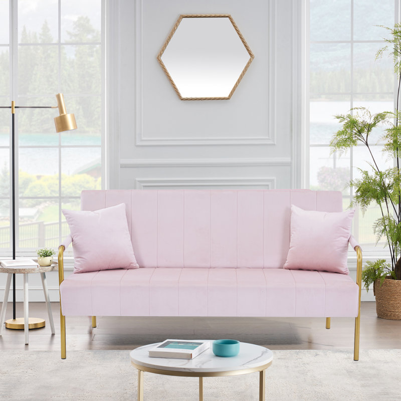 Queana Metal 60'' Reception Sofa, Pink