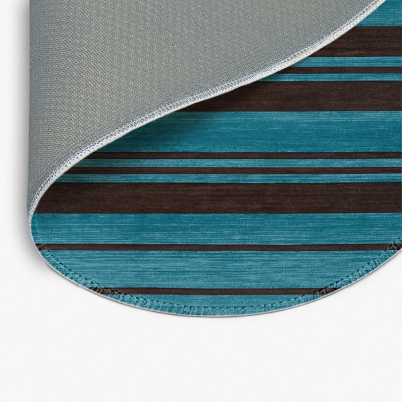 Tapis intérieur / extérieur brun HorizontalStripes, Rond 5 pi