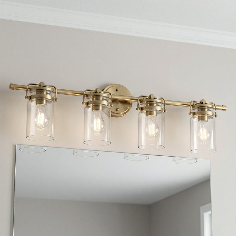 Winder 4-Light Champagne Bronze Vanity Light with Clear Glass Shades, Champagne Bronze
