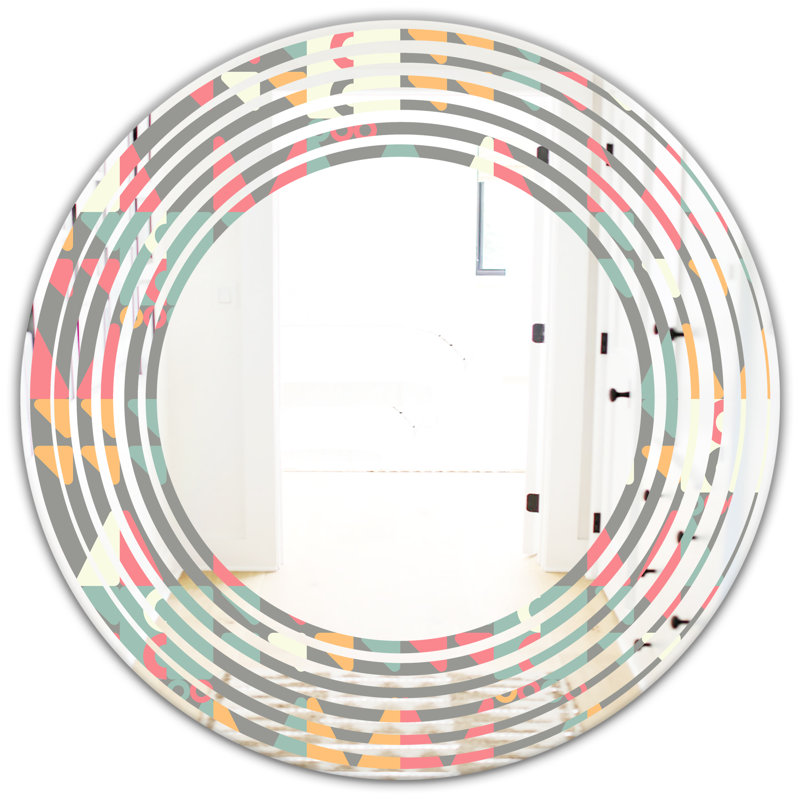 Coastal Frameless Wall Mirror, Wave Abstract Design V, 23.6" H x 23.6" W