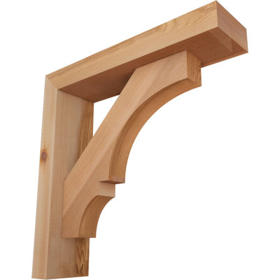 3 1/2"W x 14"D x 14"H Balboa Block Smooth Bracket w/ Offset Brace, Western Red Cedar