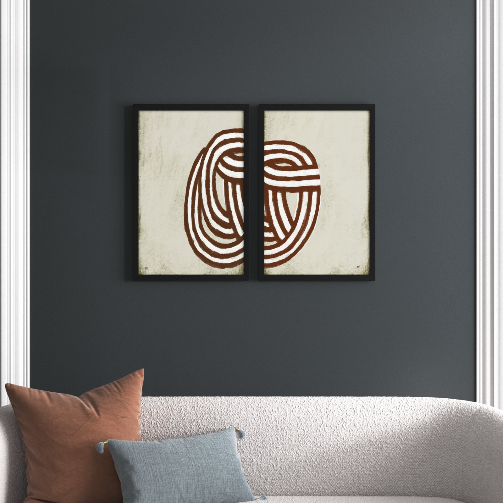 Knotting Set Of 2 By Studio M - Framed Wall Art, Black Framed, 30" H x 42" W x 1.25" D