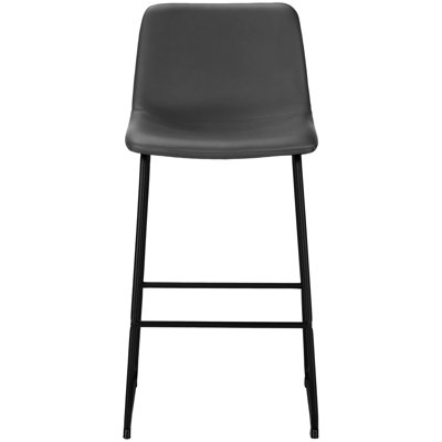 Siège de bureau moderne, aspect cuir gris, base robuste en métal noir