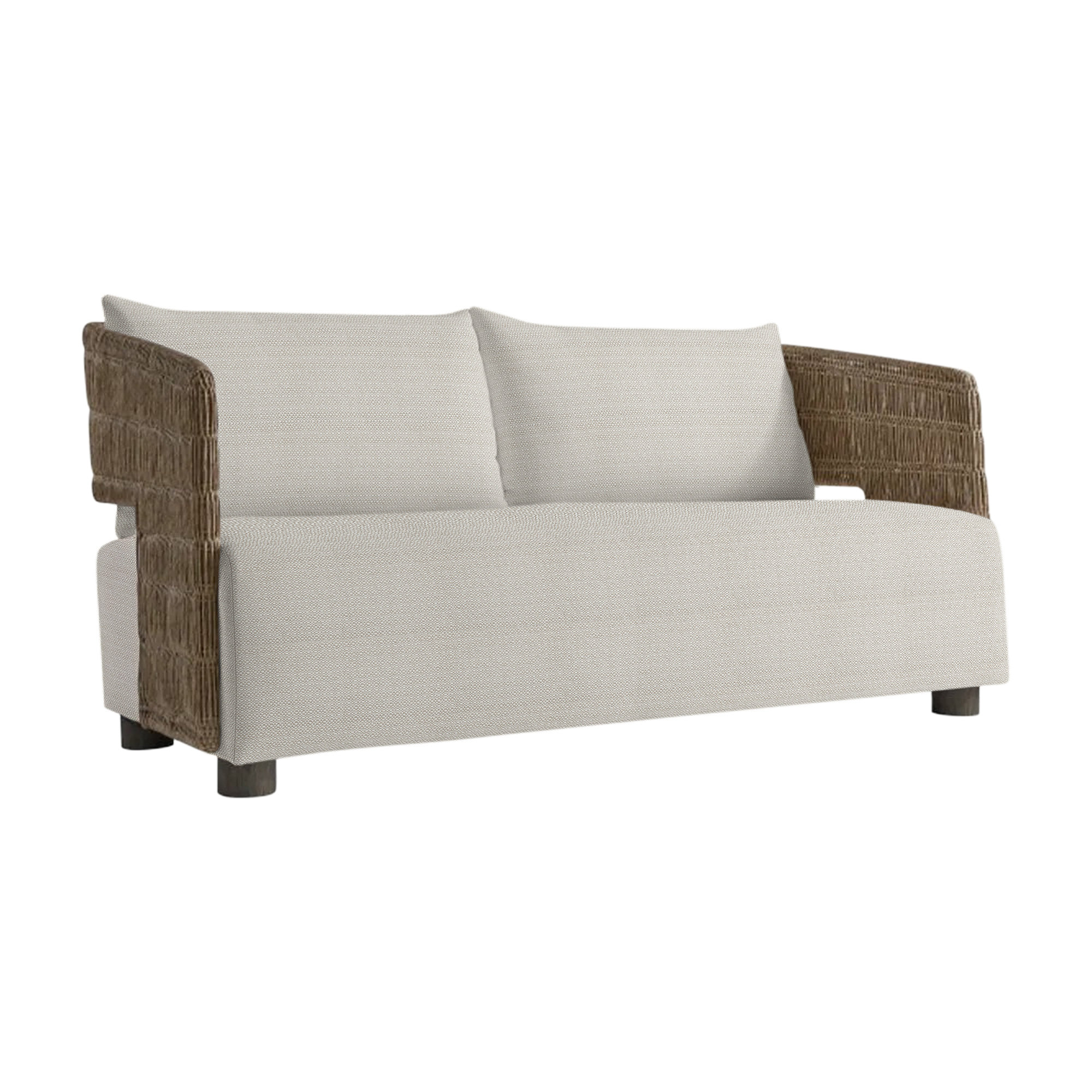 Maldives Outdoor Teak Loveseat, Beige Linen 6025-012