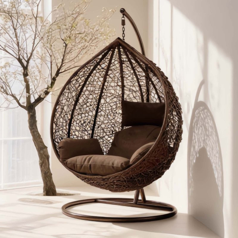 Naperon Garden Swing Chair with Stand, Brown