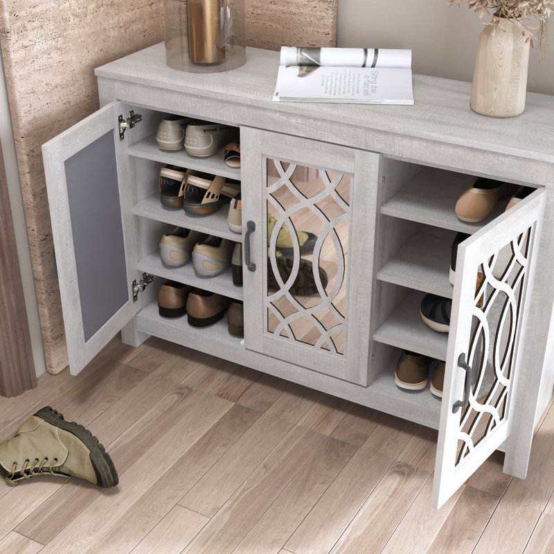Armoire de rangement pour chaussures 16 paires Allivia, Chêne gris cendré