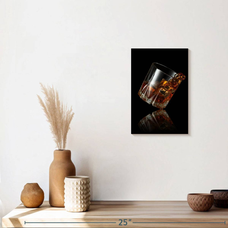 Whiskey Glass Reflection Canvas Print, 12" H x 8" W x 1" D