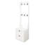 White 21 Wood Coat Rack And Bedside Unit With Double Drawers, Maximize Bedroom Entryway Space Nightstand Drawers & Hooks, Freestanding Storage Organizer, White, Ample For Clothing Personal Items
