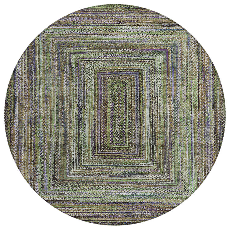 Machine Washable Indoor/Outdoor Xhevrie ACN1725 Olive Rug