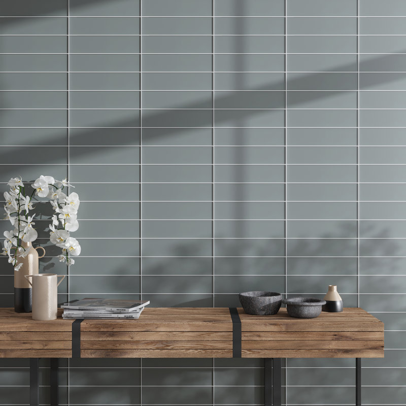 3"X 12" Matte Finished Glass Subway Tile, Light Blue