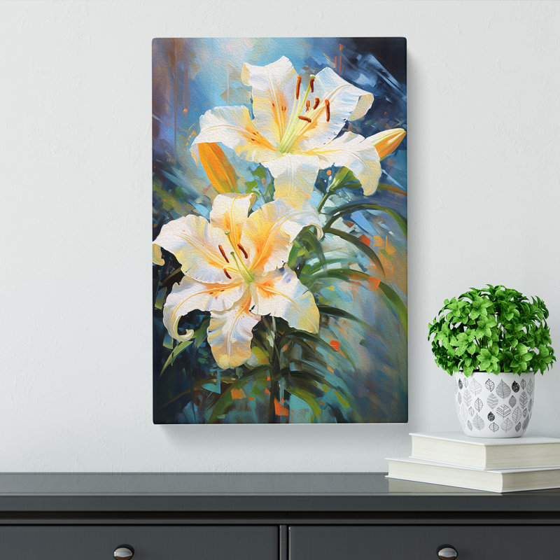 Lily Flower Impressionism Art - Wrapped Canvas, 50cm H x 35cm W x 3cm D
