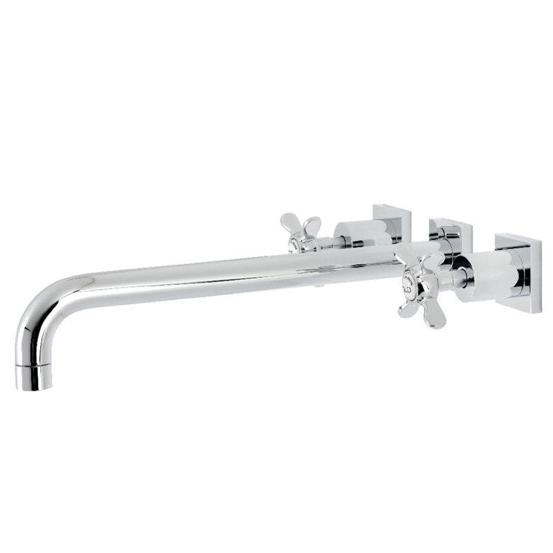 Kingston Brass Milano Two-Handle 3-Hole Wall Mount Roman Tub Faucet, Polished Chrome, Essex