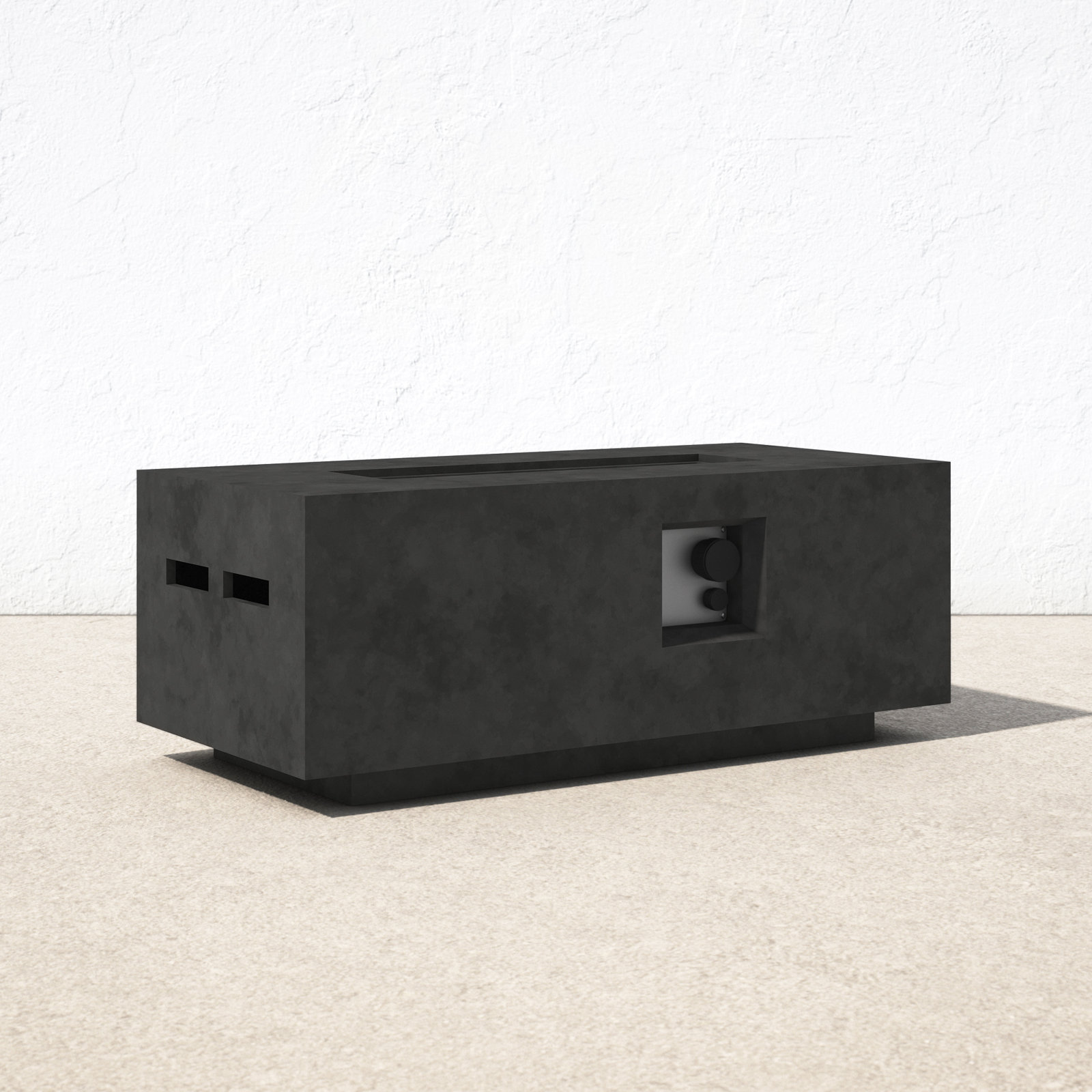 Rashid Rectangle Fire Pit Table, Charcoal, 16" H x 42" W x 20" D