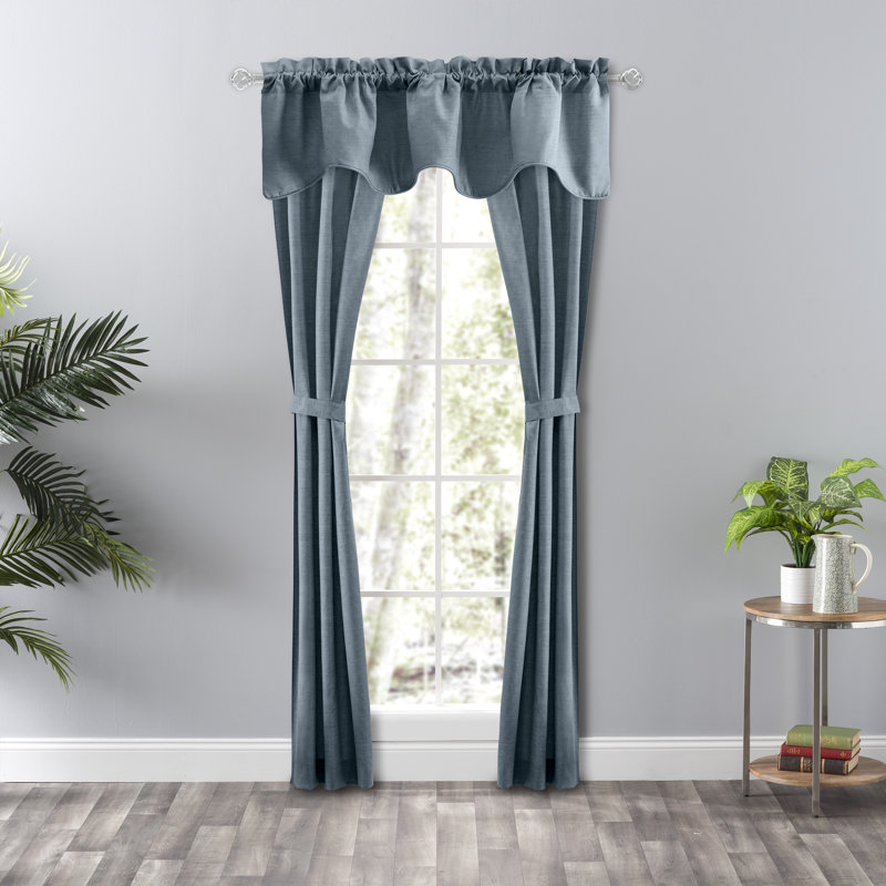 Cantonnière uni festonnée 58 "X 15", Bleu cendré