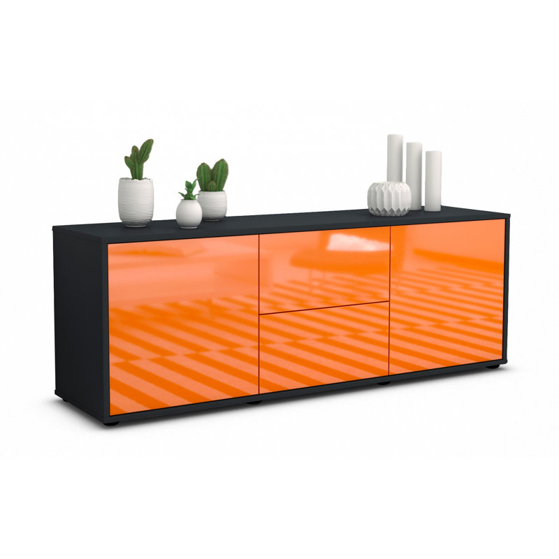 Fredrick TV Stand, High-gloss Orange / Matte Anthracite
