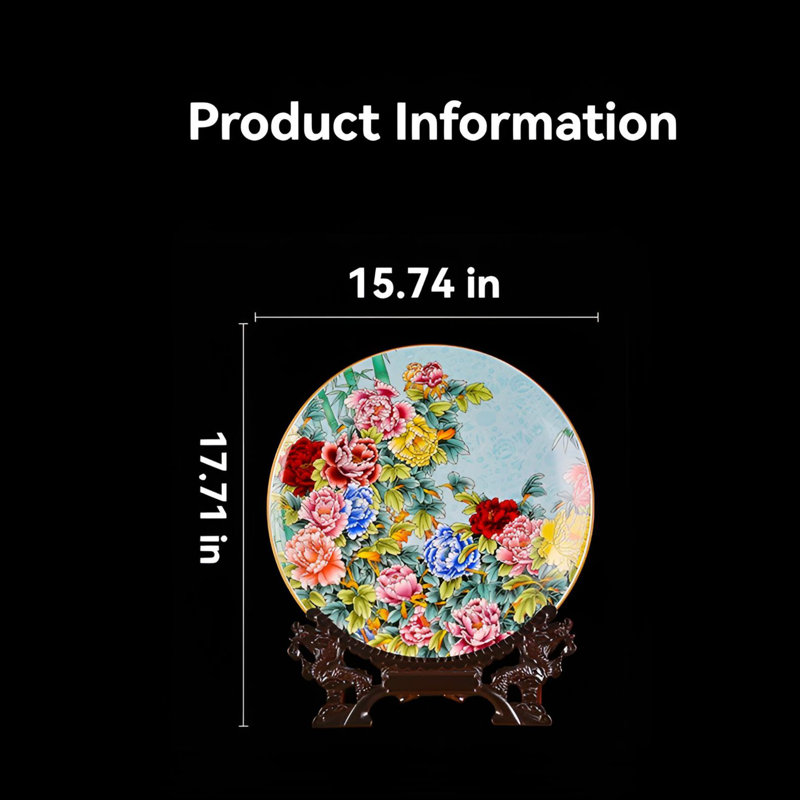 Plat à pivoines classique - pièce artistique orientale