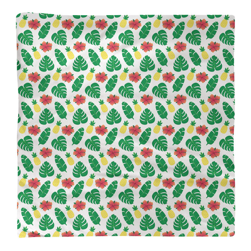 Serviette de coton à motif tropical, Blanc, H 0,1 po x l 10 po x P 10 po, Sergé de polyester