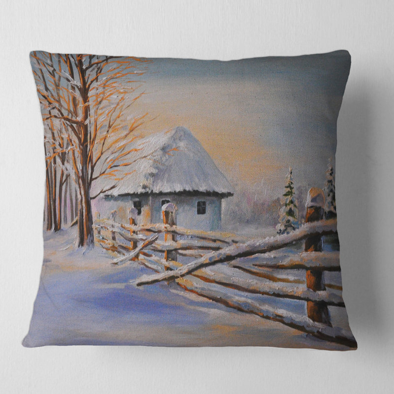 Housse et insert de coussin Cottage Cottage avec neige II, 16" x 16"