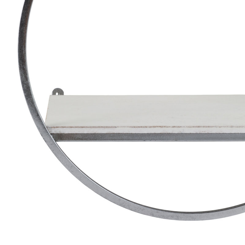 Sculpture murale décorative ronde en métal pour décoration intérieure, Argent/blanc