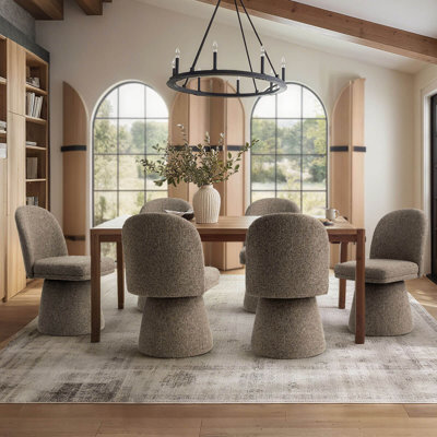 360° Swivel Barrel Upholstered Fabric Dining Chair