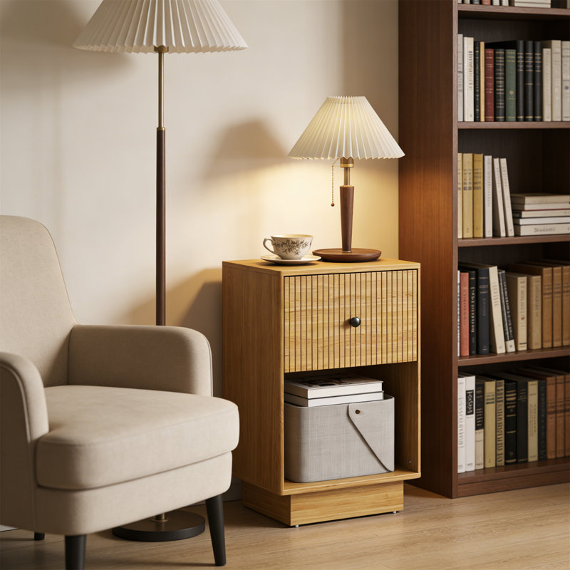 30.3cm W Manufactured Wood Bedside Table